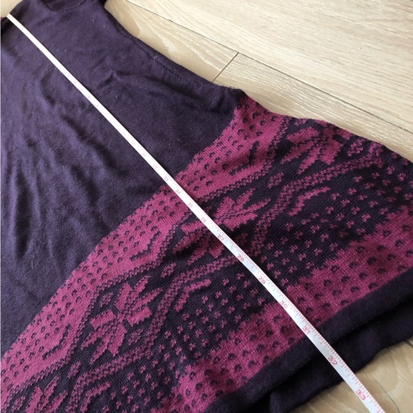 Max Fair Isle Jacquard Knit Side Slit Turtleneck Dress in Dark Purple Size L - Picture 8 of 9
